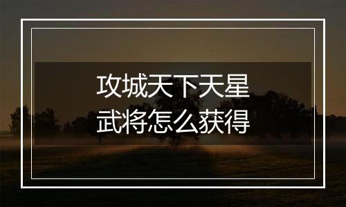 攻城天下天星武将怎么获得