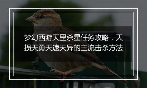 梦幻西游天罡杀星任务攻略，天损天勇天速天异的主流击杀方法