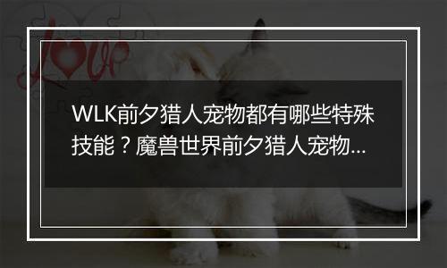 WLK前夕猎人宠物都有哪些特殊技能？魔兽世界前夕猎人宠物特殊技能汇总