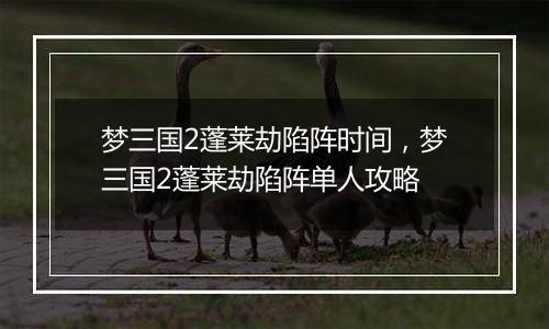 梦三国2蓬莱劫陷阵时间，梦三国2蓬莱劫陷阵单人攻略