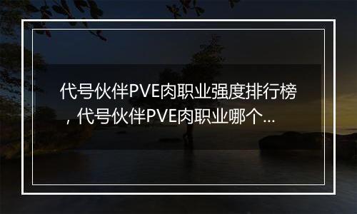 代号伙伴PVE肉职业强度排行榜，代号伙伴PVE肉职业哪个最强？