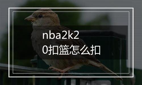 nba2k20扣篮怎么扣