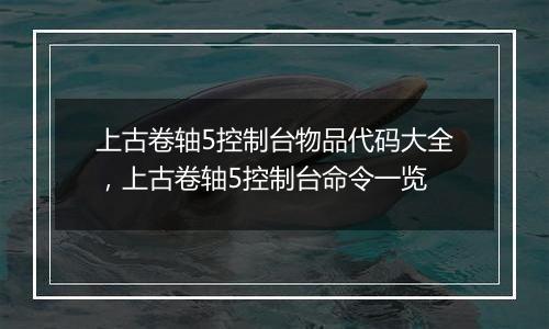 上古卷轴5控制台物品代码大全，上古卷轴5控制台命令一览