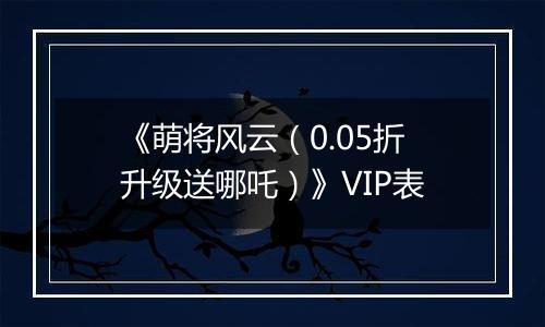《萌将风云（0.05折升级送哪吒）》VIP表