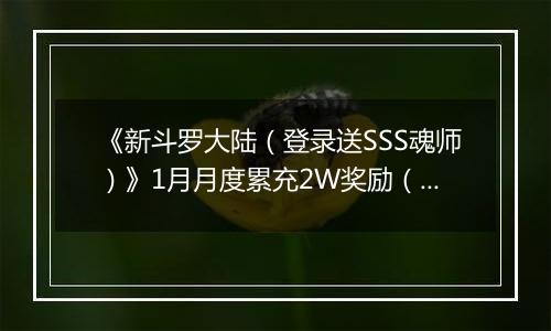 《新斗罗大陆（登录送SSS魂师）》1月月度累充2W奖励（1.1-1.31）
