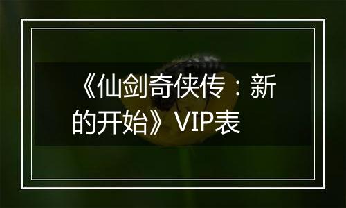 《仙剑奇侠传：新的开始》VIP表