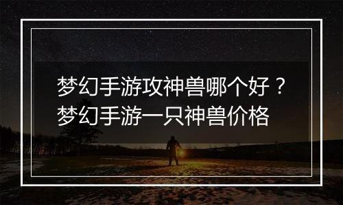 梦幻手游攻神兽哪个好？梦幻手游一只神兽价格
