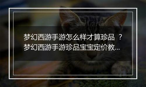 梦幻西游手游怎么样才算珍品 ？梦幻西游手游珍品宝宝定价教学攻略