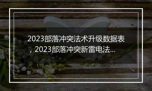 2023部落冲突法术升级数据表，2023部落冲突新雷电法术数据