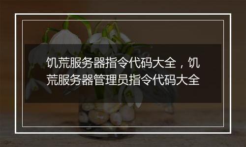 饥荒服务器指令代码大全，饥荒服务器管理员指令代码大全