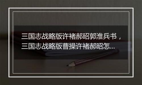 三国志战略版许褚郝昭郭淮兵书，三国志战略版曹操许褚郝昭怎么搭配战法？
