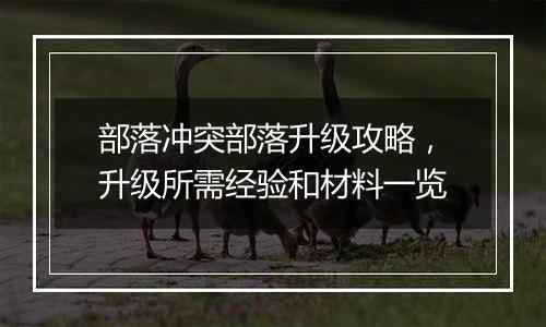 部落冲突部落升级攻略，升级所需经验和材料一览