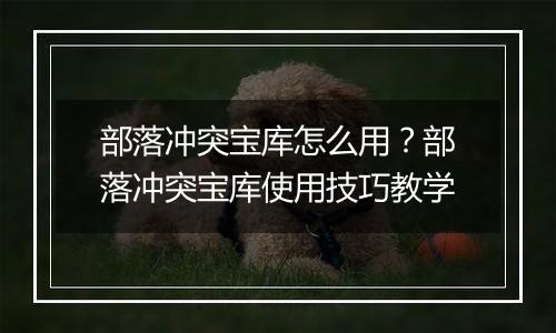 部落冲突宝库怎么用？部落冲突宝库使用技巧教学