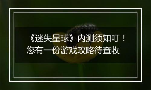 《迷失星球》内测须知叮！您有一份游戏攻略待查收