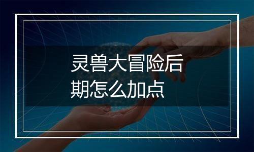 灵兽大冒险后期怎么加点